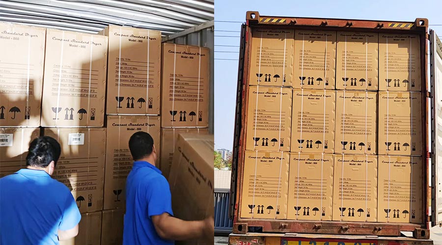 客戶Equator滾筒衣服烘干機(jī)快速裝柜完畢  蓄勢待發(fā)！